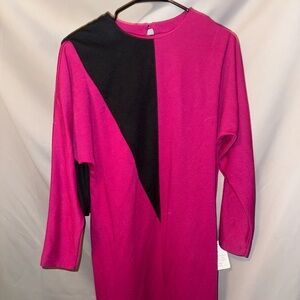 Pink and Black Long Sleeve Dress